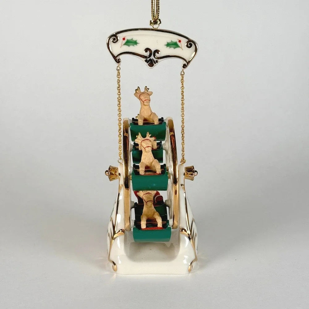 VTG Lenox 2001 HOLIDAY FERRIS WHEEL Ornament in Box Santa‎ Reindeer